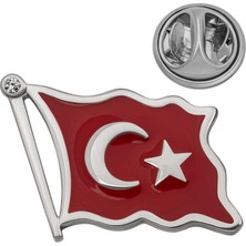 Elwes 925 Ayar Gümüş Türk Bayrağı Rozet