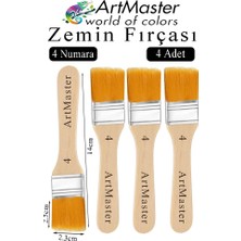 ArtMaster Zemin Fırçası 4 Numara 4 Adet Boya Fırçası Sentetik Ipek Uçlu Kıl Akrilik Guaj Yağlı Boya Fırçası Zemin Fırça No:4