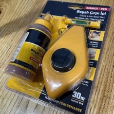 Enyaza Home Boyalı Çırpı Ipi Seti, 30M + 115GR Toz Boya, Su Terazili, Duvar, Zemin ve Seramik Hizalama (Kırmızı)