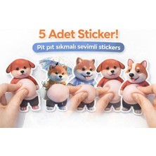 Ziventa 5 Adet! 3D Kabartmalı Sukuşi Yumuşak Göbekli Shiba Inu Köpek Sticker Stres Alıcı Sıkılabilir Squishy