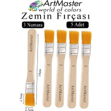 ArtMaster Zemin Fırçası 3 Numara 5 Adet Boya Fırçası Sentetik Ipek Uçlu Kıl Akrilik Guaj Yağlı Boya Fırçası Zemin Fırça No:3