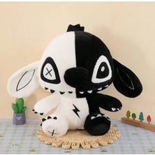 NB Market Gost Stitch Peluş Oyuncak Siyah Gözlü Siyah Beyaz Stich Peluş 20CM