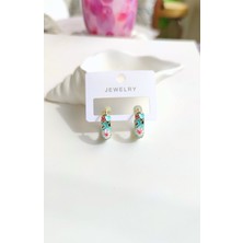 Sassy Takı Vintage Mineli Çiçek Motifli Küpe