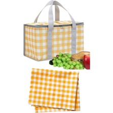 Özbience Pratik Piknik Seti: Termal Termos Çanta ve Ekoseli Örtü Dahil