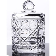 Enyaza Home Deconox Lüx Kristal Büyük Cam Şekerlik & Cam Lokumluk, Kesme Cam Lüx Şekerlik 13CM*7.8CM - 06639