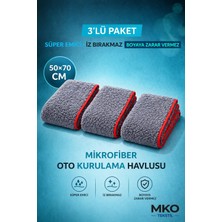 Mko Tekstil 3'lü Paket 50 x 70 cm Mikrofiber Büyük Boy Süper Emici Oto Kurulama Havlusu