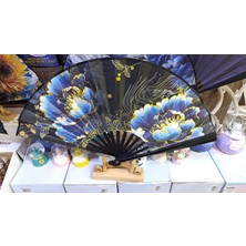 Löwin Maksi Boy Yelpaze | Çift Tarafı Saten Kraft | 47X27 cm | Indigo Blossom