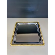 Nazan Home 6 Adet Metal Döküm Gümüş Gold Tepsi Tek Kişilik