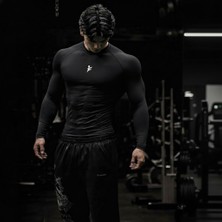 Fightron Erkek Compression Uzun Kollu Spor Tişört Slim Fit Fitness Gym Antrenman Üstü
