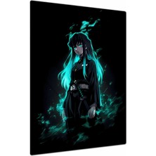 Charmbi Demon Slayer Tokito Dekoratif Metal Poster Tablo – Canlı Renk Parlak Yüzey Modern Oda Duvar Dekoru