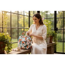 Özbience Çiçek Desenli Isı Yalıtımlı Su Geçirmez Termal Yemek Çantası