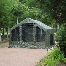 Özbience Yeşil 8 M² Çok Amaçlı 4 Mevsim Kamp Çadırı, Geniş ve Şeffaf Tavanlı