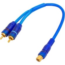 Enyaza Home Anfi Y Rca Kablo 1 Dişi 2 Erkek 25 cm Silikon Mavi Kablo