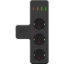 Enyaza Home Sna Yeni Nesil 3'lü Duvar Priz Termal Akım Korumalı Priz 3 x Usb, 1 x Type-C 20W Pd Giriş Ofis Ev Okul