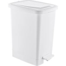 PremiumPort Orta Boy 15 Lt Beyaz Plastik Pedallı Çöp Kovası (Iç Kovalı)