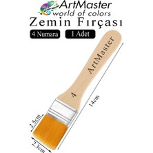 ArtMaster Zemin Fırçası 4 Numara 1 Adet Boya Fırçası Sentetik Ipek Uçlu Kıl Akrilik Guaj Yağlı Boya Fırçası Zemin Fırça No:4