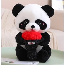 NB Market Panda Peluş Oyuncak Elinde Gül Buketi 50CM Büyük Boy Tatlı Peluş