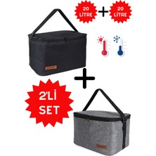 Özbience Iki Parça 20+20 Litre Termal Beslenme ve Soğutucu Piknik Çantası