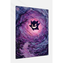 Charmbi Pokemon Gengar Dekoratif Metal Poster Tablo – Canlı Renk Parlak Yüzey Modern Oda Duvar Dekoru