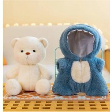 NB Market Mavi Tulumlu Puffy Hug Ayıcık Peluş Oyuncak Kıyafetli 30CM Puffy Peluş Ayıcık Kıyafetli Teddy Stitch