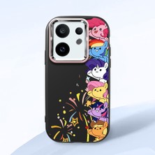 Ucuc Vivo X200 Fe Uyumlu Darbe Emici Kamera Korumalı Siyah Silikon Özel Baskı Desenli Kılıf
