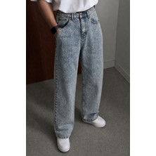 Tarz Cool Erkek Bol Paça Jean Pantolon Rahat Kesim Denim