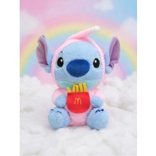 NB Market Pembe Kapuşonlu Stitch Peluş Oyuncak 30CM Stich Ithal Tüylü Peluş Ayı Uyku Arkadaş