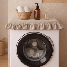 NDC Home Fırfırlı Çamaşır Makinesi Örtüsü - Çeyizlik Dekoratif Banyo Makine Kılıfı- Bej