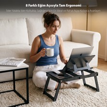 Vigo Wood Ergonomik Katlanır Ayaklı Çalışma ve Keyif Sehpası Antik Dark MDF Malzeme ile Dayanıklı