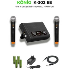 König K-302EE Uhf Çift Kanal Telsiz Mikrofon (2 El Kablosuz Mikrofon)