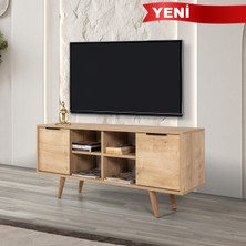 EVMO Home 3322 Sina 130 cm ( Ahşap Ayaklı , Metal Kulplu ) Tv Ünitesi , Safir , Tv Sehpası