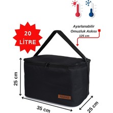 Özbience 20 Litre Termal Piknik Çantası, Siyah, Yemek Taşıma ve Soğutucu Özellikli