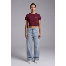 Backlain Mod Style Kadın Crop Tişört Kadın Hibiskus Çiçek Baskılı Yumuşak Kumaş