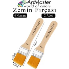 ArtMaster Zemin Fırçası 4 Numara 2 Adet Boya Fırçası Sentetik Ipek Uçlu Kıl Akrilik Guaj Yağlı Boya Fırçası Zemin Fırça No:4