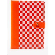 Daks Kirazlı Turuncu Defter Çıtçıtlı Kapak A5 Not Defteri 80 Yaprak Çizgili