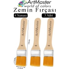 ArtMaster Zemin Fırçası 4 Numara 3 Adet Boya Fırçası Sentetik Ipek Uçlu Kıl Akrilik Guaj Yağlı Boya Fırçası Zemin Fırça No:4