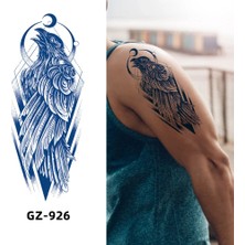 Tattoo 1 Aylık Sonradan Kararan  Gerçekci Kuzgun ve Hilal Model Geçici Dövme Yapıştırma GZ-926