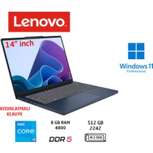 Lenovo Ideapad Slim 3 14IRH10 Intel I5 13420H Ddr5 8gb 512GB W11 Pro 14 Inç  83K00027TR Duddi