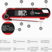 Enyaza Home Thermopro TP620 Su Geçirmez Dijital Gıda Termometresi, 2 Saniyede Anında Okuyan Hareket Sensörlü Dönen Ekran (Barbekü, Mutfak ve Sıvı)