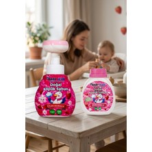 Baby Icon Doğal Çocuk Köpük El Sabunu 350 ml Çilek Kokulu Vegan Parabensiz Çiçek Şekilli Pembe Köpük ve Yedek Dolum