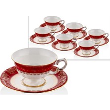 Lamedore Florid Red Gold 6 'lı Tea Cups Set Çay Fincanı