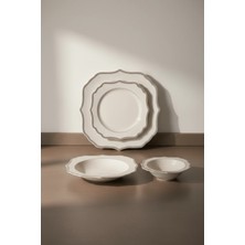 İpek Porselen 6 Kişilik Kare Form 24 Parça Yemek Takımı Dallas Desen