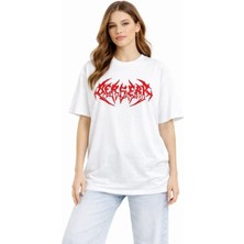 Mç Plus Baskılı T-Shirt Yazlık Kısa Kol Bisiklet Yaka Rahat Kalıp Tişört - Beyaz