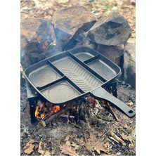 Abnturk 5 Bölmeli Granit Döküm Tava 38X32CM Tek Seferde 5 Çeşit Pişirme Kolaylığı