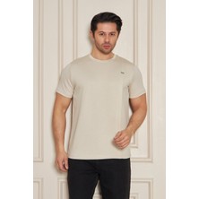Erkek Jeuss Oysho Kumaş Sıfır Yaka Bej Tshirt