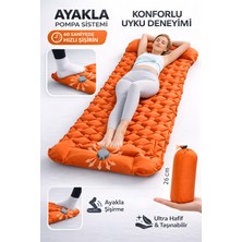 Özbience Taşınabilir Katlanabilir Şişirilebilir Yastıklı Outdoor Kamp Yatağı, Turuncu