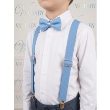 Vavbaby Erkek Çocuk Ayarlanabilir Pantolon Askısı ve Papyon Seti - Mavi