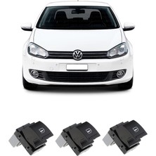 CME PARTS Vw Volkswagen Golf 6 Mk6 2009-2012 Uyumlu Sağ Ön + Arka Yolcu Cam Açma Anahtarı Düğmesi Siyah 3 Adet 7L6959855B