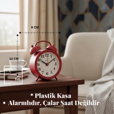 İki Yedi Konsept Vonmoss Kırmızı Masa Saati Dekoratif Alarmlı Saat Çalar Saat Görünümlü Minimal Tasarım Ofis Hediye