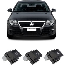 CME PARTS Volkswagen Vw Passat B6 2006-2011 Uyumlu Sağ Ön + Arka Yolcu Cam Açma Anahtarı Düğmesi Siyah 3 Adet 7L6959855B